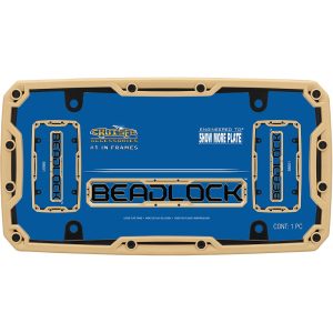 Cruiser License Plate Frame, Beadlock ™, Without Design, Without Illumination, Gloss, Black Frame and Beadlock Bolts with Tan Faceplate – 58651