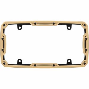 Cruiser License Plate Frame, Beadlock ™, Without Design, Without Illumination, Gloss, Black Frame and Beadlock Bolts with Tan Faceplate – 58651