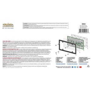Cruiser License Plate Frame, Fiber, Chrome Plated, Black/ Chrome, Plastic – 59053