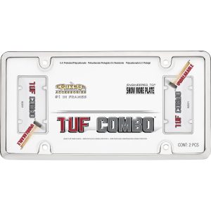 Cruiser License Plate Frame, Tuf Combo, Without Design, Chrome Plated, ABS Plastic, With Clear Polycarbonate Tuf Shield – 62031