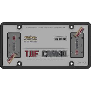 Cruiser License Plate Frame, Tuf Combo, Without Design, Black, ABS Plastic, With Smoke Polycarbonate Tuf Shield – 62052