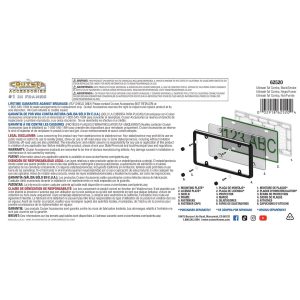 Cruiser License Plate Frame, Ultimate Tuf Combo, Without Design, Black, ABS Plastic – 62520