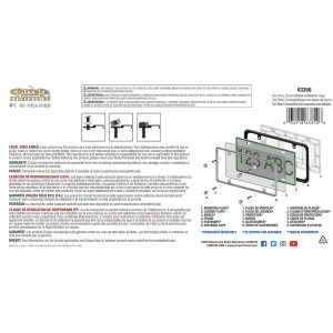 Cruiser License Plate Frame, Two Tone Design, Powder Coated Frame with Chrome Plated Inserts, Black, Die Cast Metal, With Four Fastener Caps – 63350