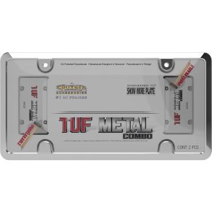 Cruiser License Plate Frame, Tuf Combo, Without Design, Chrome Plated, Die Cast Metal, With Smoke Polycarbonate Tuf Shield – 64032