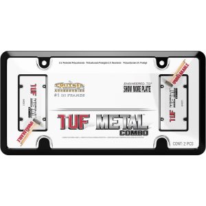 Cruiser License Plate Frame, Tuf Combo, Without Design, Powder Coated, Black, Die Cast Metal, With Clear Polycarbonate Tuf Shield – 64051