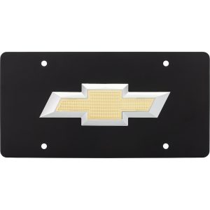Cruiser License Plate, Chevy Bowtie, 2 Sided (1 Side Is Matte Black Emblem and Other Side Is Gold Plated Emblem) – 70205