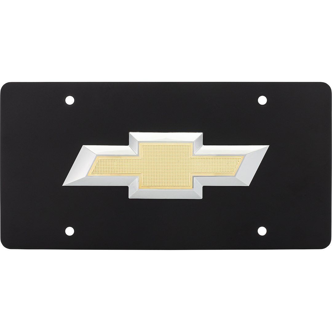 Cruiser License Plate, Chevy Bowtie, 2 Sided (1 Side Is Matte Black Emblem and Other Side Is Gold Plated Emblem) – 70205