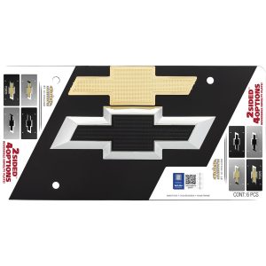 Cruiser License Plate, Chevy Bowtie, 2 Sided (1 Side Is Matte Black Emblem and Other Side Is Gold Plated Emblem) – 70205