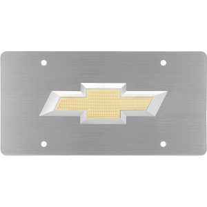 Cruiser License Plate, Chevy Bowtie, 2 Sided (1 Side Is Matte Black Emblem and Other Side Is Gold Plated Emblem) – 70205