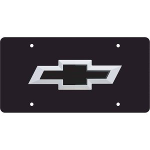 Cruiser License Plate, Novelty Plate, Two Sided Reversible, Chevy Bowtie Emblem, Polished, Silver/ Matte Black Background – 70206
