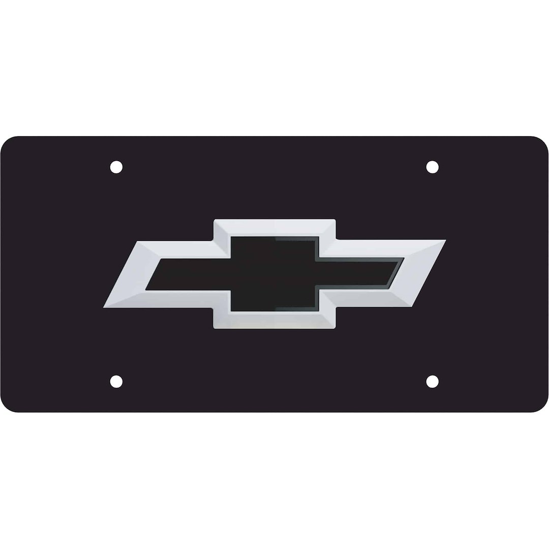 Cruiser License Plate, Novelty Plate, Two Sided Reversible, Chevy Bowtie Emblem, Polished, Silver/ Matte Black Background – 70206