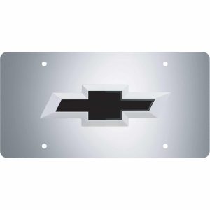Cruiser License Plate, Novelty Plate, Two Sided Reversible, Chevy Bowtie Emblem, Polished, Silver/ Matte Black Background – 70206
