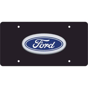 Cruiser License Plate, Novelty Plate, Two Sided Reversible, Ford Logo Emblem, Polished, Silver/ Matte Black Background – 70207