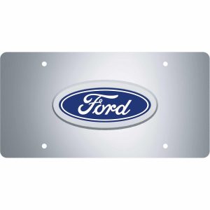 Cruiser License Plate, Novelty Plate, Two Sided Reversible, Ford Logo Emblem, Polished, Silver/ Matte Black Background – 70207