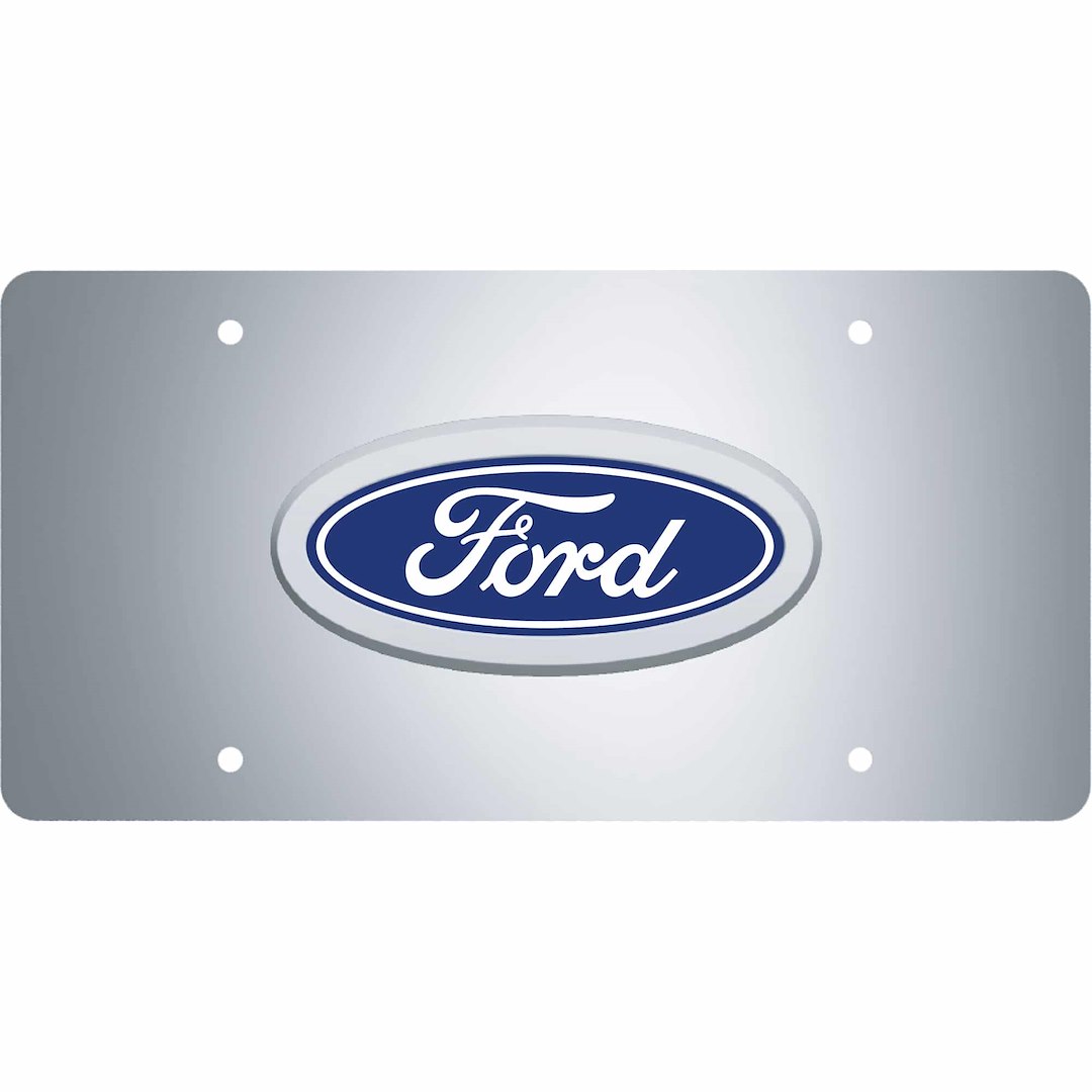 Cruiser License Plate, Novelty Plate, Two Sided Reversible, Ford Logo Emblem, Polished, Silver/ Matte Black Background – 70207