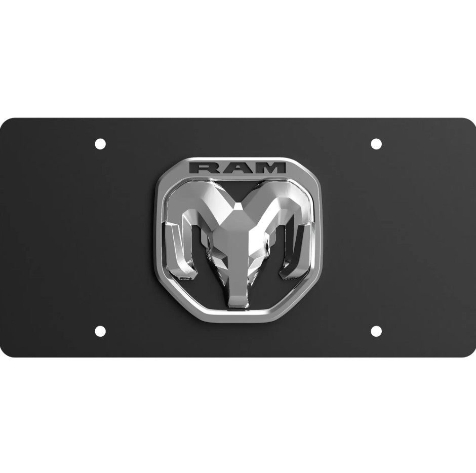 Cruiser License Plate, Novelty Plate, Two Sided Reversible, Ram Emblem, Polished, Silver/ Matte Black Background – 70208