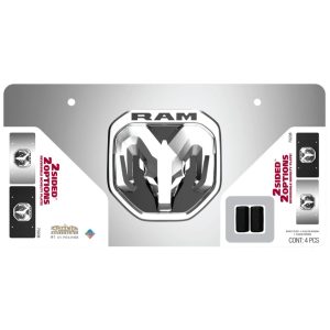 Cruiser License Plate, Novelty Plate, Two Sided Reversible, Ram Emblem, Polished, Silver/ Matte Black Background – 70208
