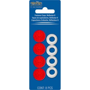 Cruiser License Plate Bolt Cover, Reflector II, Red, Plastic, Four Screw Caps and Four Cap Retainers – 82226