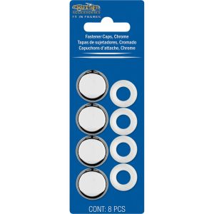 Cruiser License Plate Bolt Cover, Chrome Plated, Plastic, Four Screw Caps and Four Cap Retainers – 82630