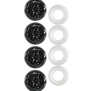 Cruiser License Plate Bolt Cover, Black, Plastic with Faceted Acrylic Stones, Four Screw Caps and Four Cap Retainers – 82750