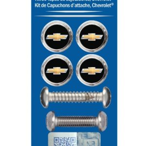 Cruiser License Plate Bolt Cover, Chrome Plated, Black Insert, ABS Plastic Cap with Resin Ford Logo Insert – 82811
