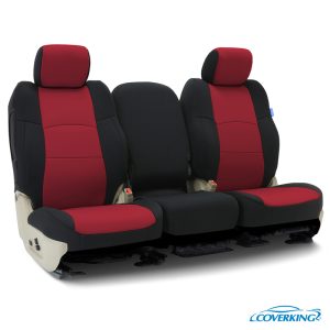 Coverking Seat Cover, Custom, Bucket with Removable Headrests, Neosupreme, Red with Black Sides, Set of 2 – CSC2A7FD7656
