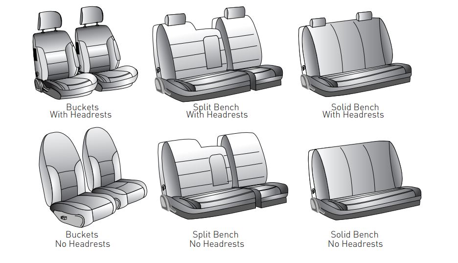 Coverking Seat Cover, Custom, Bench with Built-IN Headrest, Premium Leatherette, Black, For One Row – CSCQ1DG7058