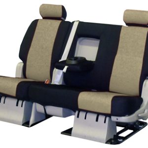 Coverking Seat Cover, Custom, Bench with 3 Removable Headrests, Spacer Mesh, Taupe with Black Sides, For One Row – CSC2S9DG9390