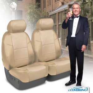 Coverking Seat Cover, Custom, Bucket with Removable Headrests, Premium Leatherette, Cashmere, Set of 2 – CSCQ5CH7929
