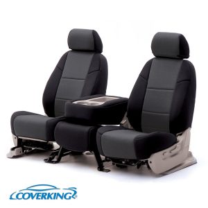 Coverking Seat Cover, Custom, Bucket with Removable Headrests, Neoprene, Charcoal Gray with Black Sides, Set of 2 – CSCF12CH9492