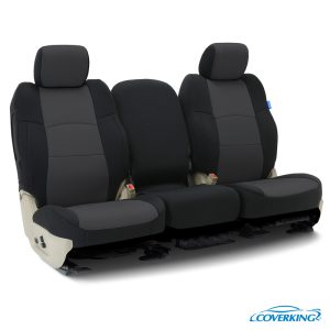 Coverking Seat Cover, Custom, Bench – 60/40 with 2 Non-Removable Headrests, Neoprene, Charcoal Gray with Black Sides, For One Row – CSCF12JP9435