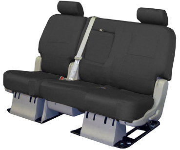 Coverking Seat Cover, Custom, Bench with Built-IN Headrest, Premium Leatherette, Black, For One Row – CSCQ1DG7058