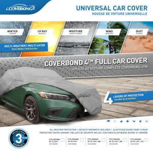 Coverking Car Cover, Coverbond 4™, Fits Sedans Up to 13 Foot 1 Inch Length, All Weather Protection, Gray, Polypropylene – UVCCAR1N98