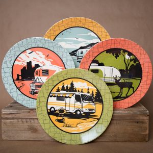Camp Casual Dish Set, 12 Piece Set, Camping Images, Multiple Color, Melamine – CC-001