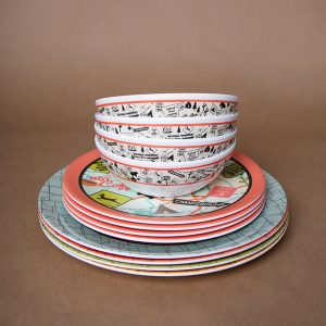 Camp Casual Dish Set, 12 Piece Set, Camping Images, Multiple Color, Melamine – CC-001