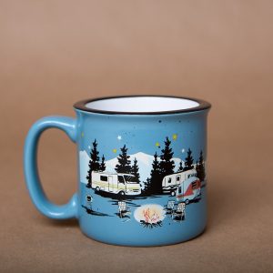 Camp Casual Cup, Coffee Mug, 15 Ounce Capacity, With Handle, Starry Night Design, Blue, Ceramic, Dishwasher/ Microwave Safe, Single – CC-004B