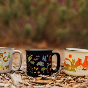 Camp Casual Cup, Coffee Mug, 15 Ounce Capacity, With Handle, Into the Woods Design, Black, Ceramic, Dishwasher/ Microwave Safe, Single – CC-004BLK