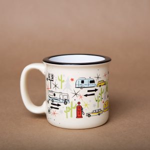 Camp Casual Cup, Coffee Mug, 15 Ounce Capacity, With Handle, Wonderlust White Design, Ceramic, Dishwasher/ Microwave Safe, Single – CC-004C