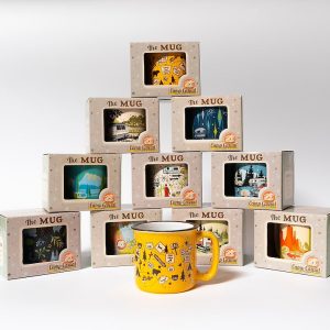 Camp Casual Cup, Coffee Mug, 15 Ounce Capacity, With Handle, Tangerine Trip Design, Ceramic, Dishwasher/ Microwave Safe, Single – CC-004T
