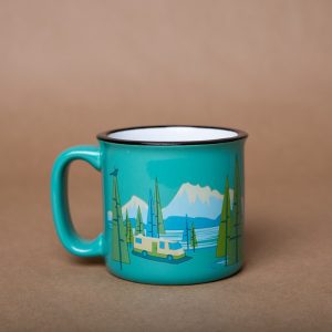 Camp Casual Cup, Coffee Mug, 15 Ounce Capacity, With Handle, Birds Eye View Design, Teal, Ceramic, Dishwasher/ Microwave Safe, Single – CC-004TL