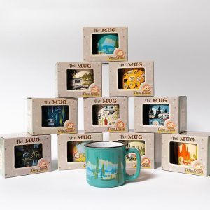 Camp Casual Cup, Coffee Mug, 15 Ounce Capacity, With Handle, Birds Eye View Design, Teal, Ceramic, Dishwasher/ Microwave Safe, Single – CC-004TL