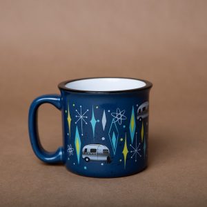 Camp Casual Cup, Coffee Mug, 15 Ounce Capacity, With Handle, Vintage Blues Design, Blue, Ceramic, Dishwasher/ Microwave Safe, Single – CC-004VB