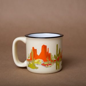 Camp Casual Cup, Coffee Mug, 15 Ounce Capacity, With Handle, Desert Dreamin’ Design, Yellow, Ceramic, Dishwasher/ Microwave Safe, Single – CC-004Y