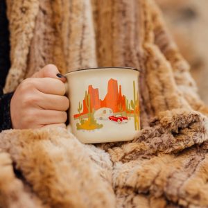 Camp Casual Cup, Coffee Mug, 15 Ounce Capacity, With Handle, Desert Dreamin’ Design, Yellow, Ceramic, Dishwasher/ Microwave Safe, Single – CC-004Y