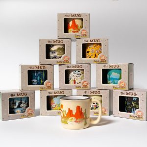Camp Casual Cup, Coffee Mug, 15 Ounce Capacity, With Handle, Desert Dreamin’ Design, Yellow, Ceramic, Dishwasher/ Microwave Safe, Single – CC-004Y