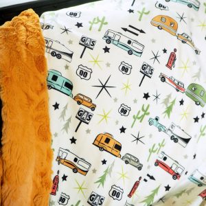 Camp Casual Blanket, The Throw, 60 Inch Length X 50 Inch Width, Polyester, Soft Pumpkin Road Trip Design, Machine Washable – CC-005RT
