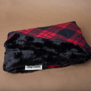 Camp Casual Blanket, The Throw, 60 Inch Length X 50 Inch Width, Polyester, Black/Red Buffalo Plaid Design, Machine Washable – CC-008BP
