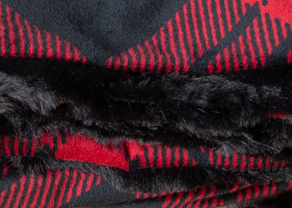 Camp Casual Blanket, The Throw, 60 Inch Length X 50 Inch Width, Polyester, Black/Red Buffalo Plaid Design, Machine Washable – CC-008BP