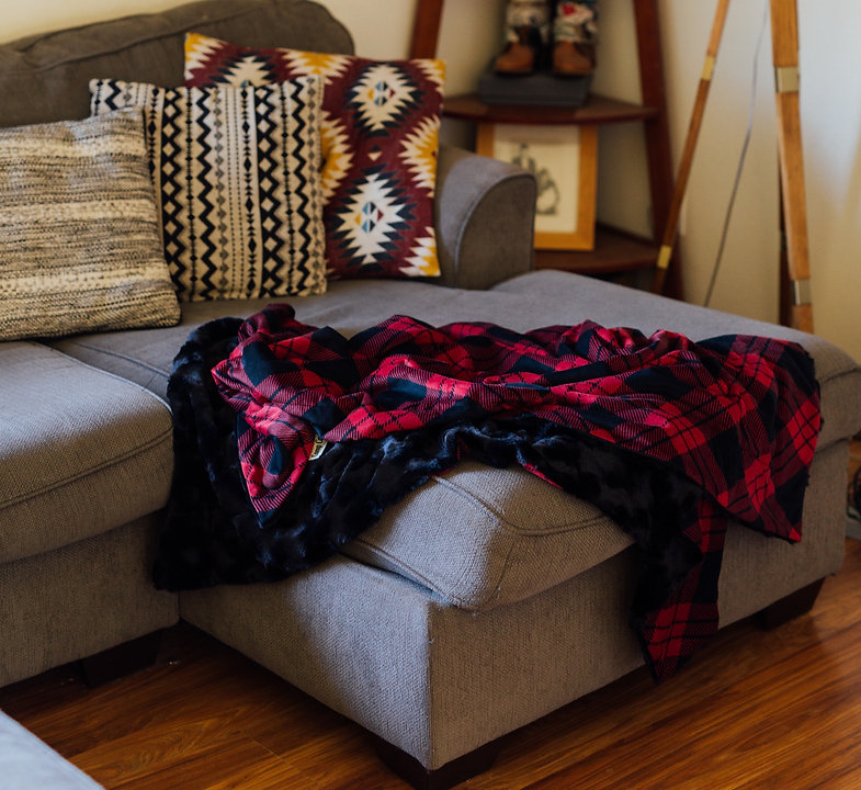 Camp Casual Blanket, The Throw, 60 Inch Length X 50 Inch Width, Polyester, Black/Red Buffalo Plaid Design, Machine Washable – CC-008BP