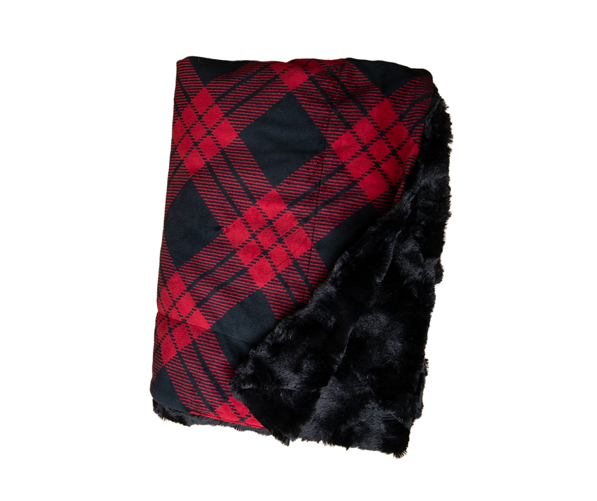 Camp Casual Blanket, The Throw, 60 Inch Length X 50 Inch Width, Polyester, Black/Red Buffalo Plaid Design, Machine Washable – CC-008BP
